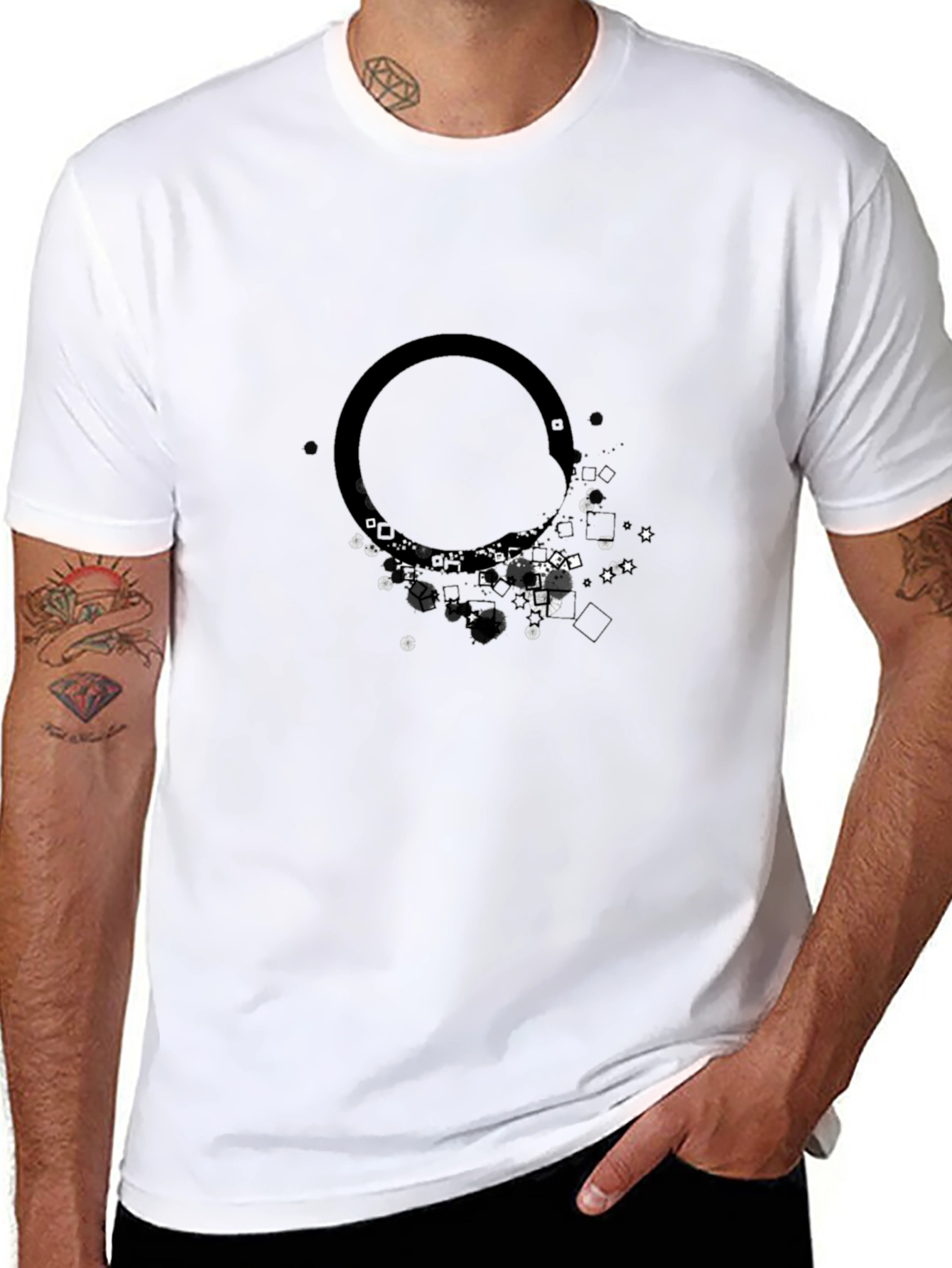 Abstract Circle Graphic Tee - Modern Style
