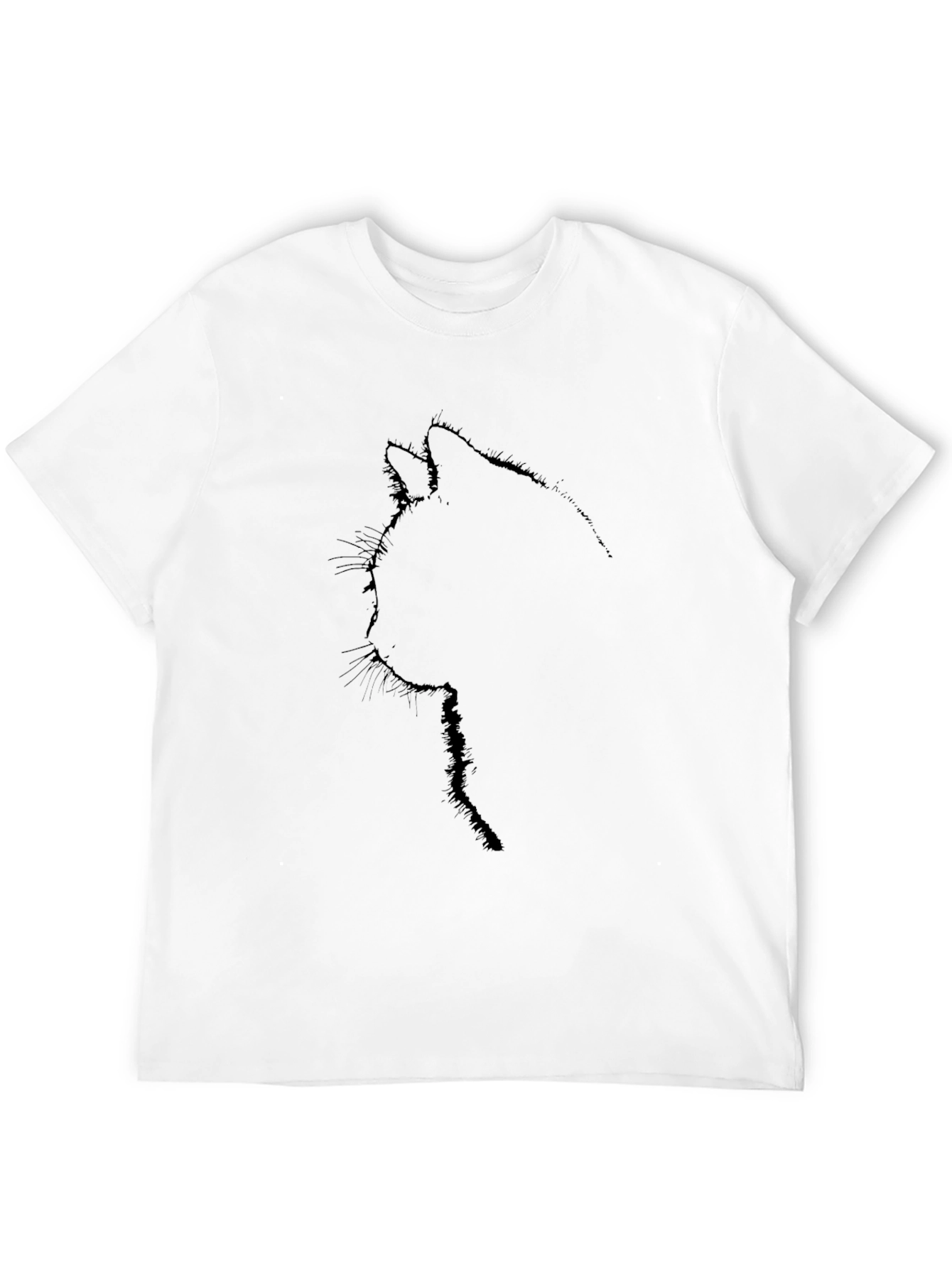 Minimalist Cat Silhouette Black T-Shirt