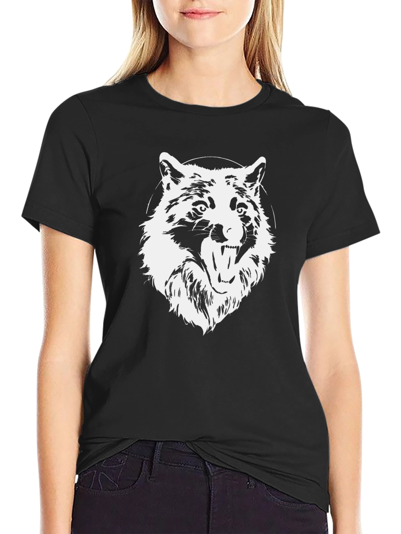 Mens Black Wolf Graphic T-Shirt