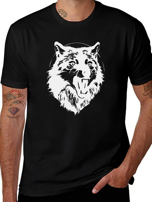 Mens Black Wolf Graphic T-Shirt