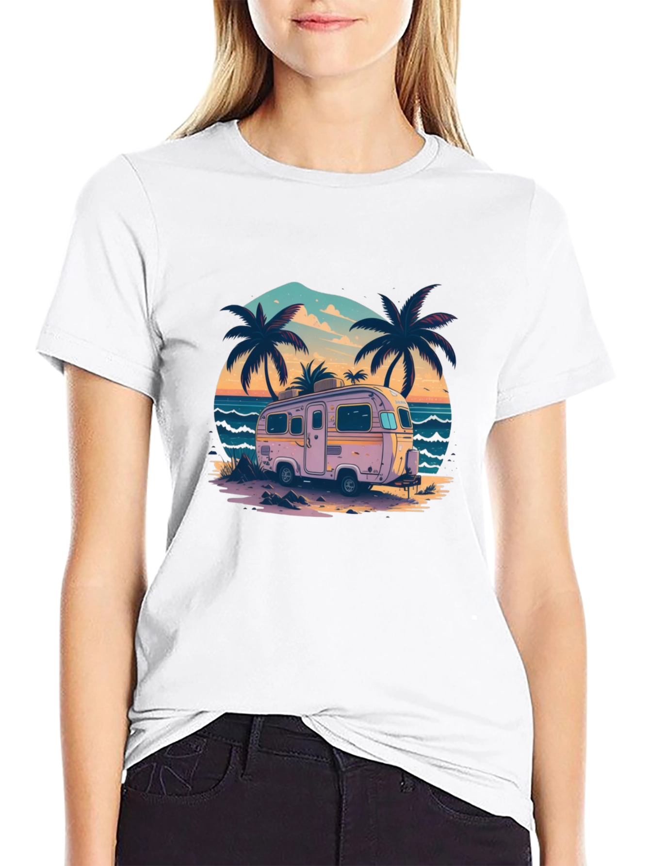 Beach Camper Graphic Tee - Retro Vacation Vibes