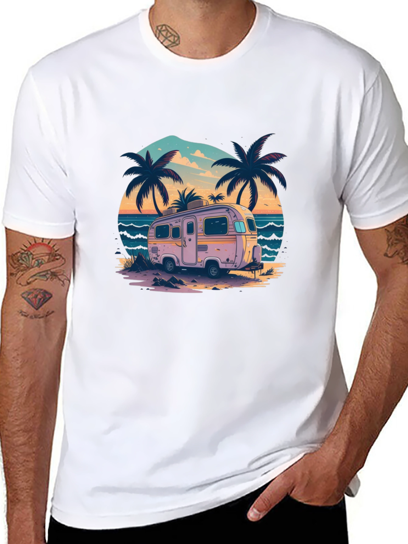 Beach Camper Graphic Tee - Retro Vacation Vibes