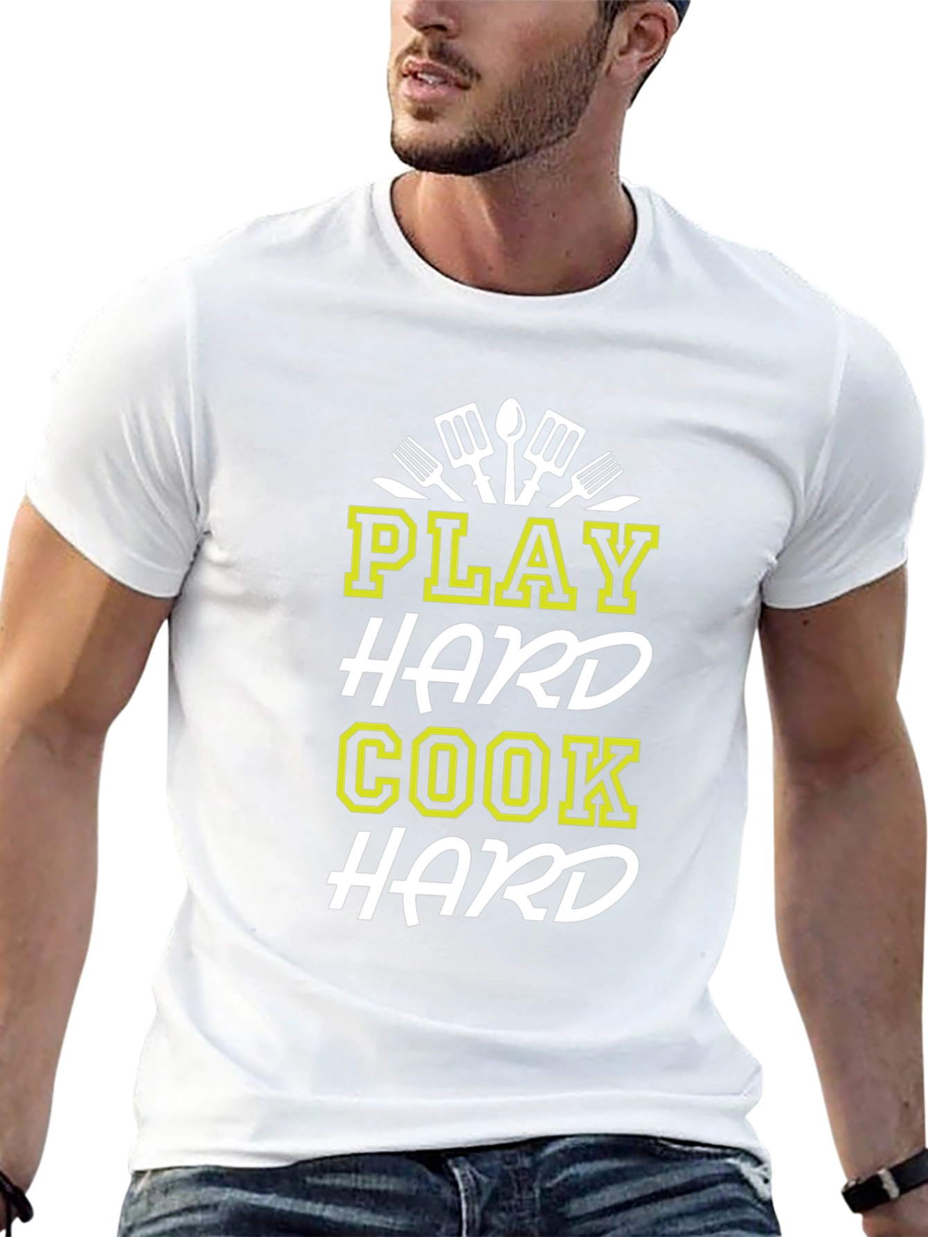 Play Hard Cook Hard Graphic T-Shirt - Black