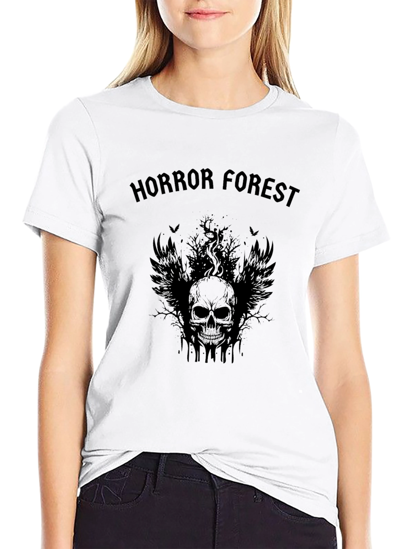 Horror Forest Skull Graphic Tee