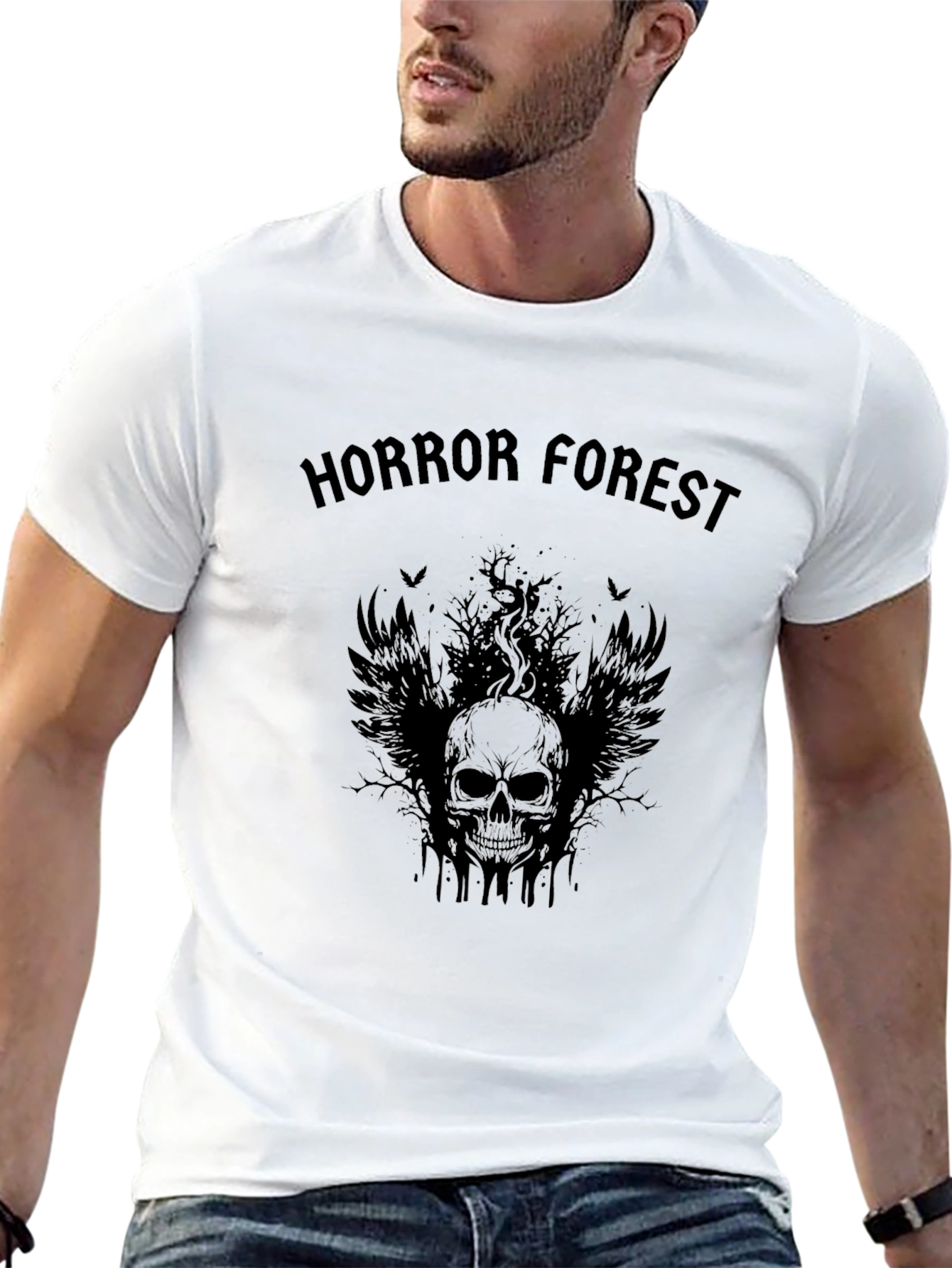 Horror Forest Skull Graphic Tee