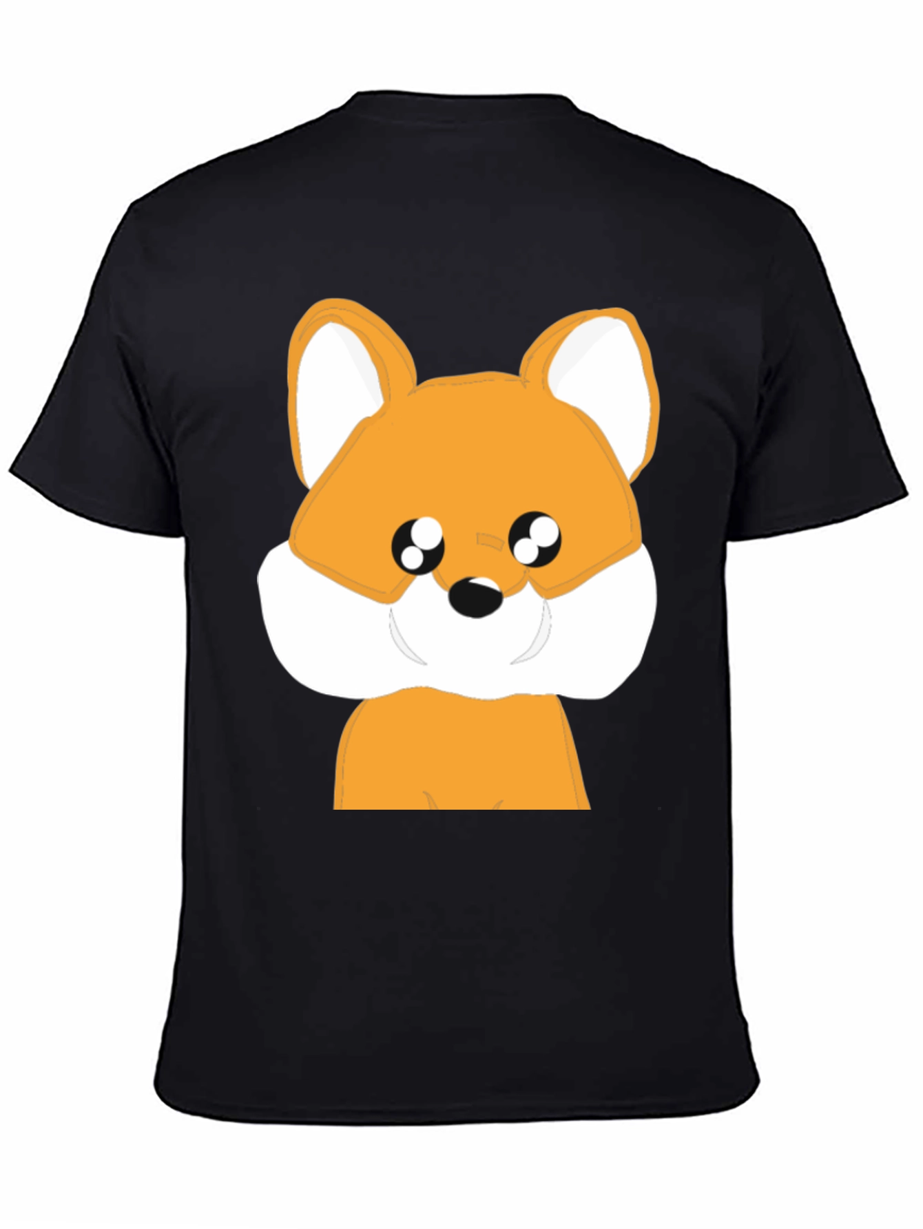 Cute Cartoon Fox Graphic Black T-Shirt