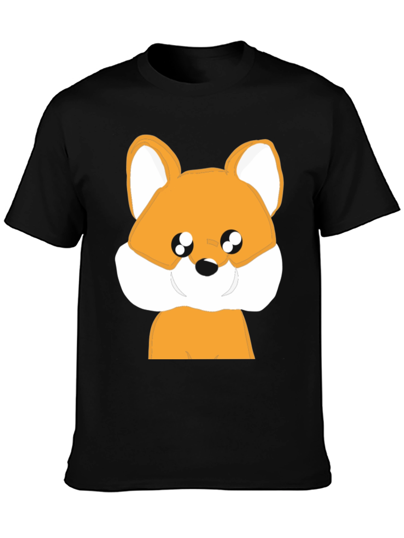 Cute Cartoon Fox Graphic Black T-Shirt