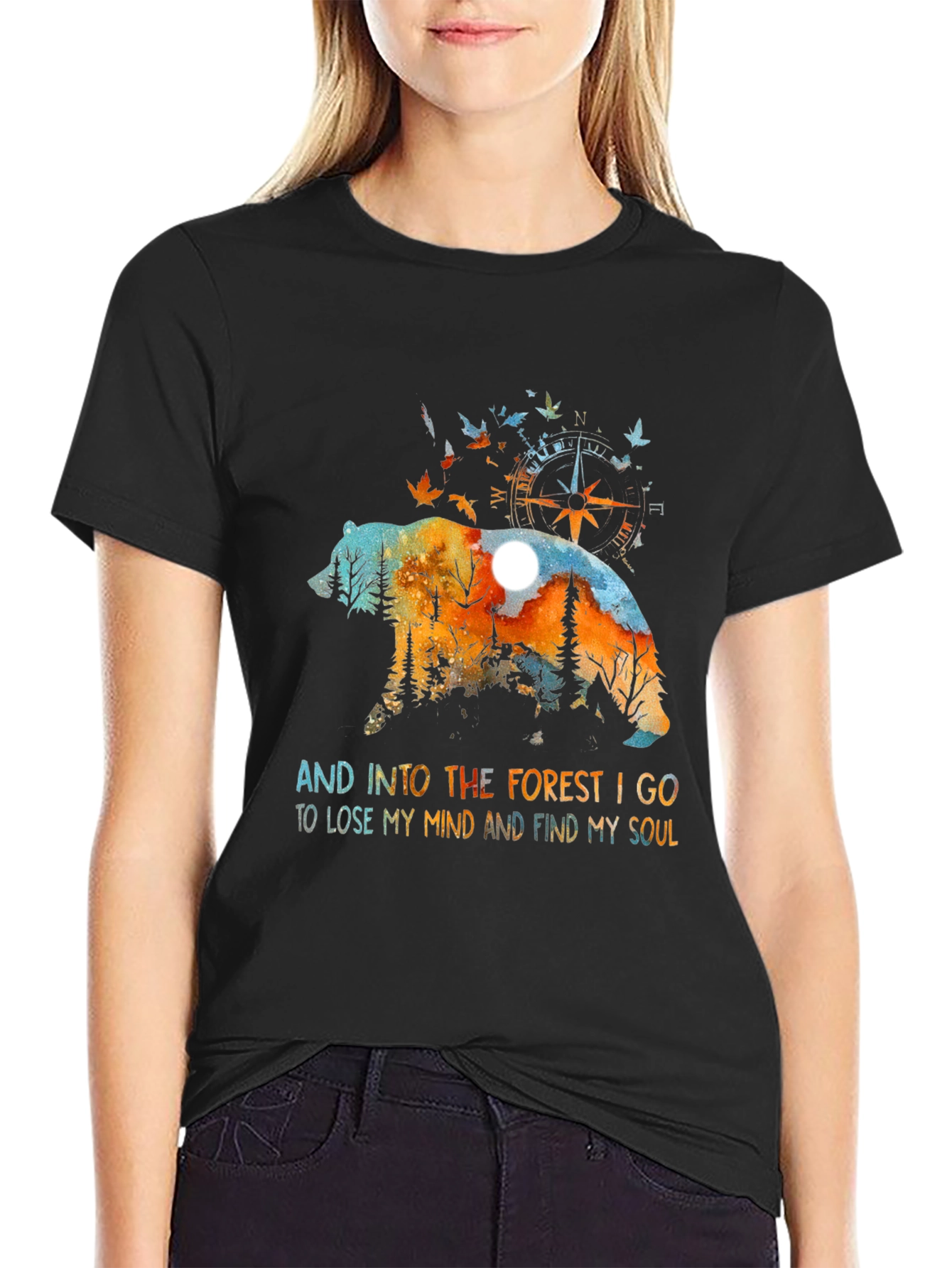 Forest Bear Graphic Tee - Nature Lover Shirt