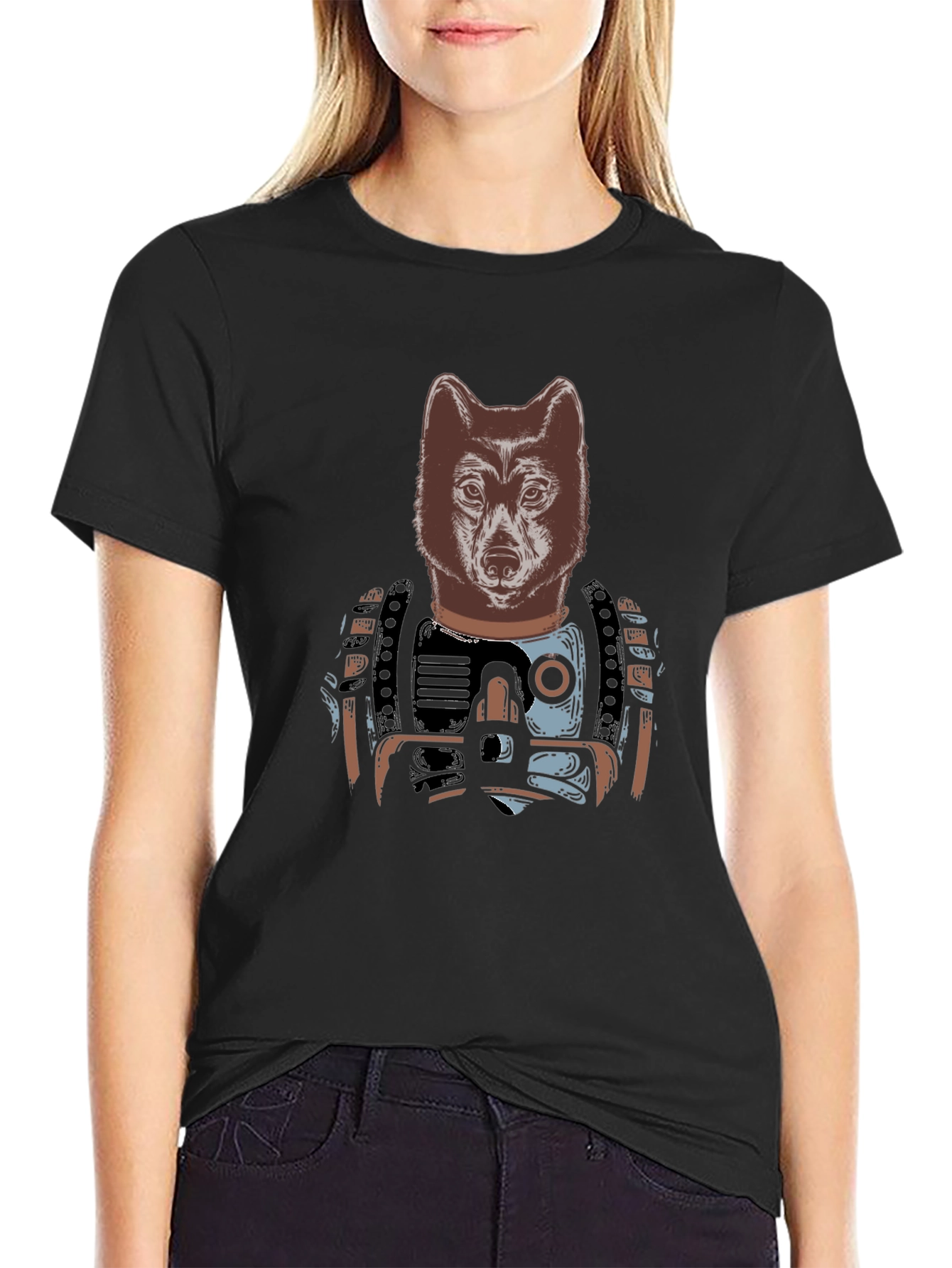 Wolf Warrior Graphic T-Shirt - Black
