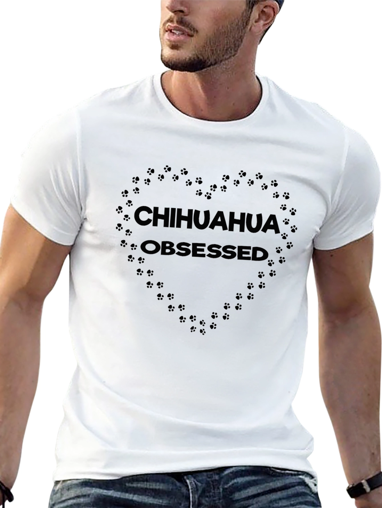 Chihuahua Obsessed Paw Print Heart T-Shirt