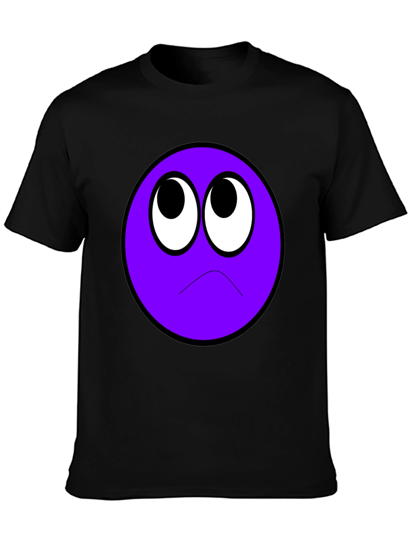 Sad Purple Emoji Black T-Shirt