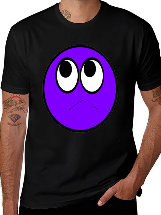 Sad Purple Emoji Black T-Shirt