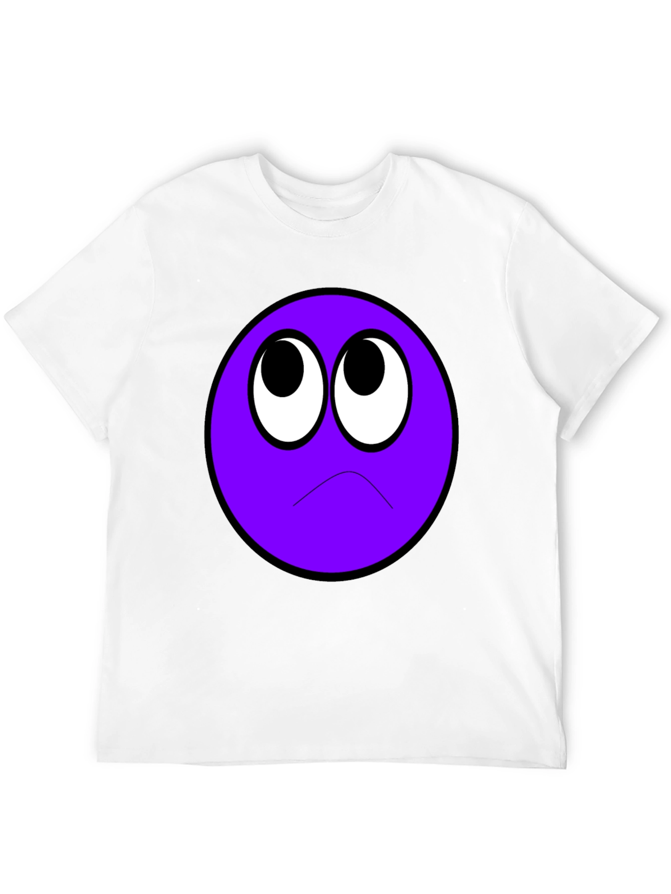 Sad Purple Emoji Black T-Shirt