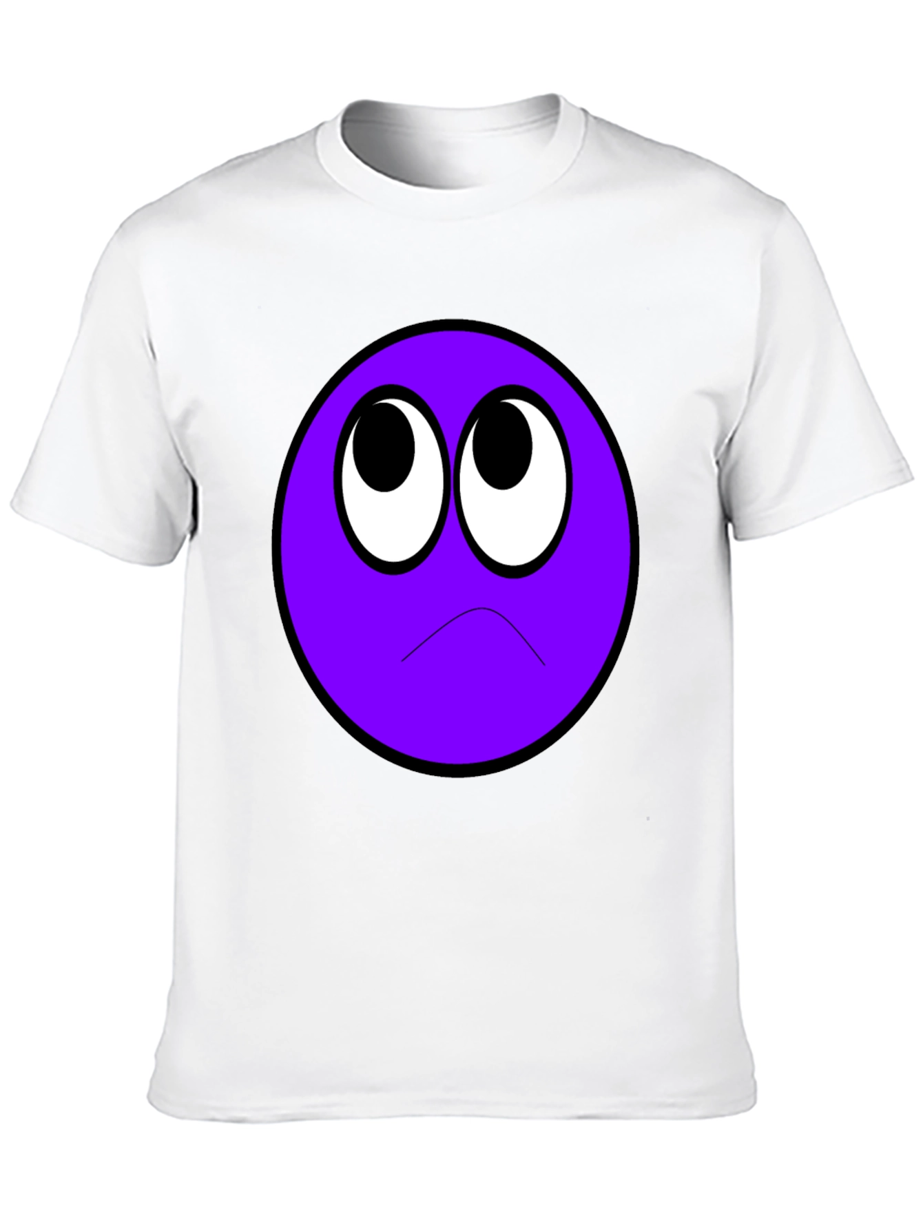 Sad Purple Emoji Black T-Shirt