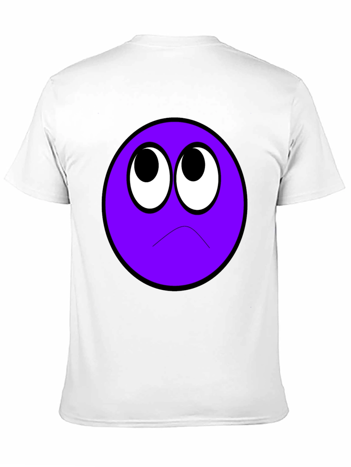 Sad Purple Emoji Black T-Shirt
