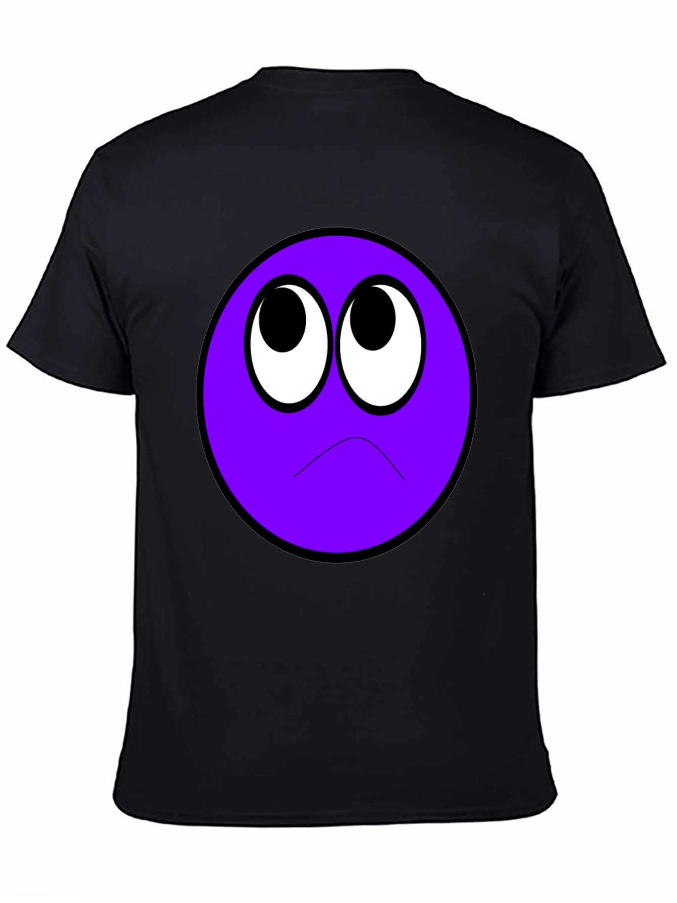 Sad Purple Emoji Black T-Shirt