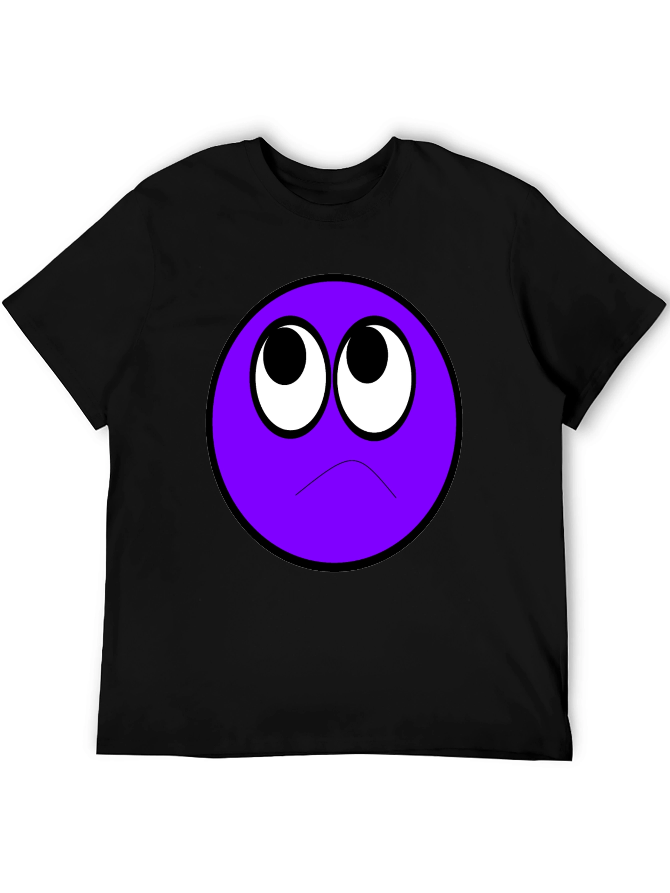 Sad Purple Emoji Black T-Shirt