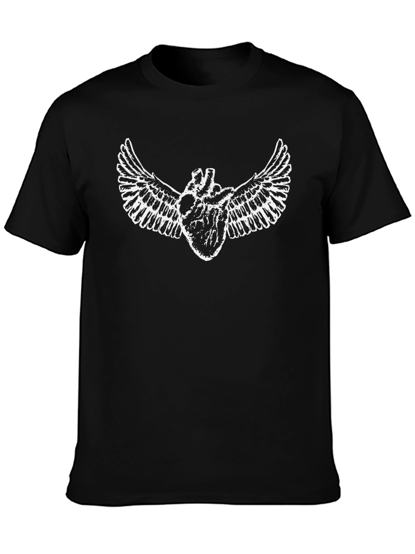 Winged Heart Graphic T-Shirt - Black Casual Tee