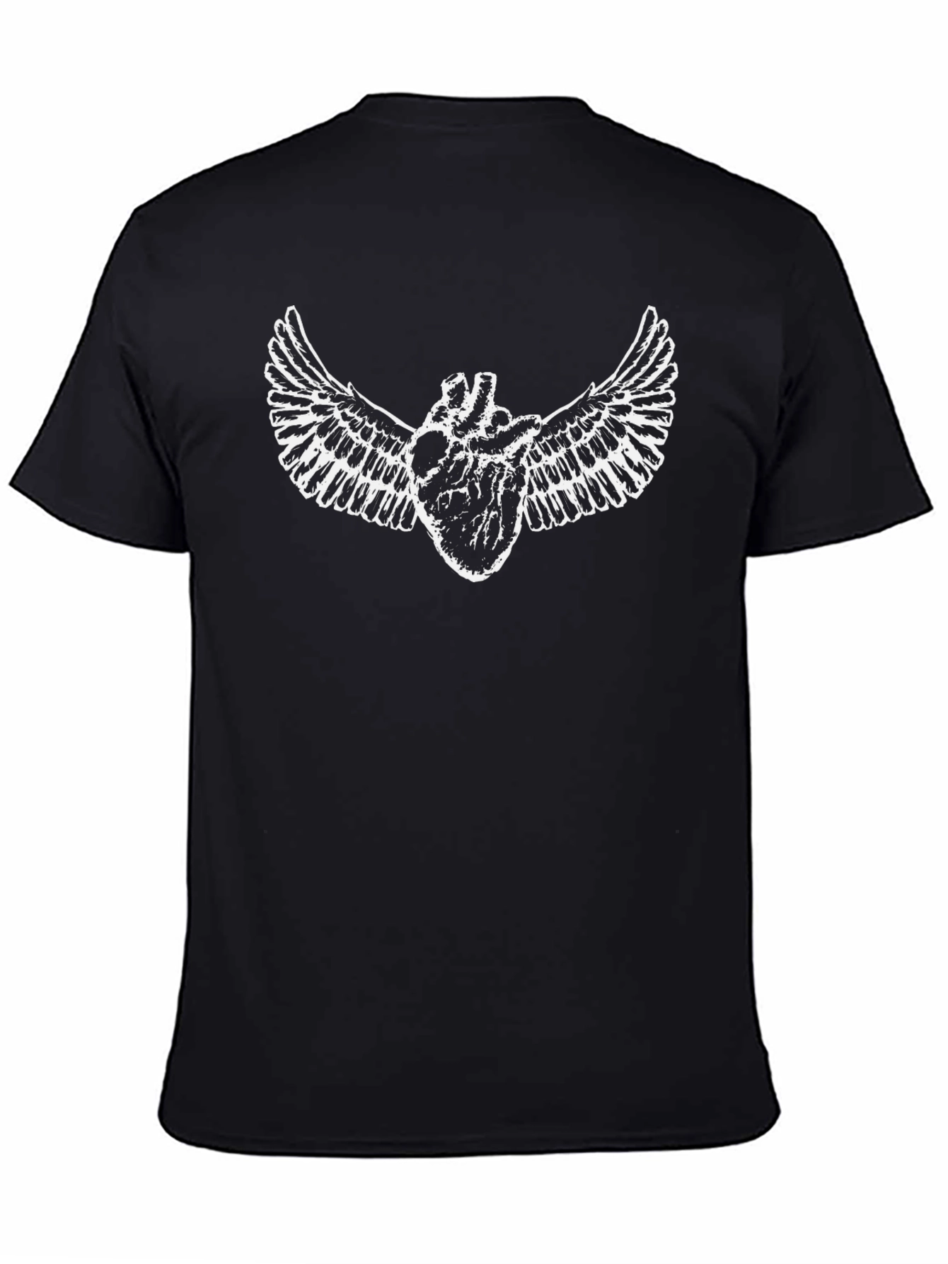 Winged Heart Graphic T-Shirt - Black Casual Tee