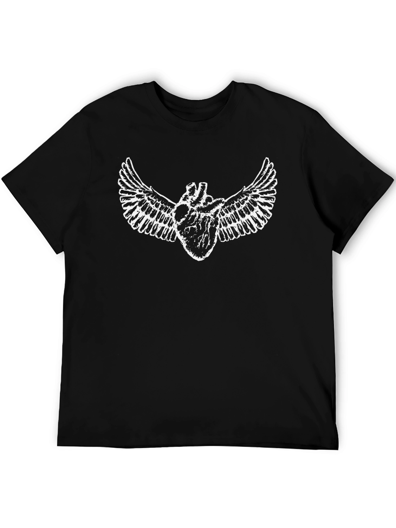Winged Heart Graphic T-Shirt - Black Casual Tee
