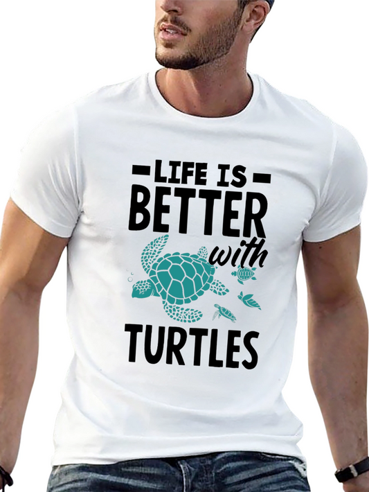 Life Is Better With Turtles Black Graphic Tee