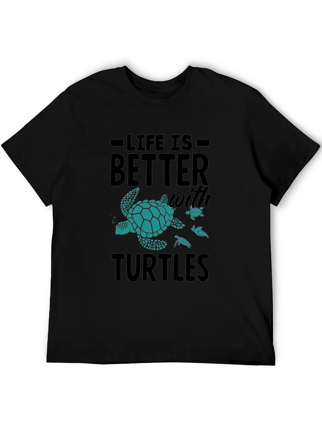 Life Is Better With Turtles Black Graphic Tee