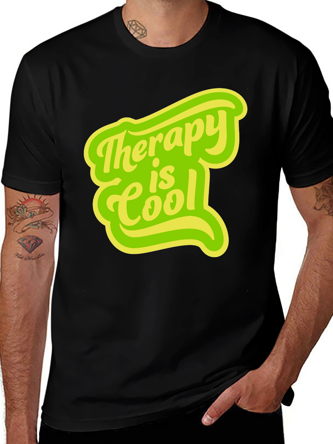 Therapy is Cool Graphic Tee - Black