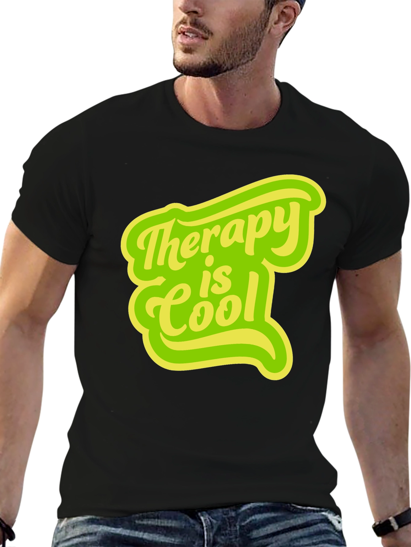 Therapy is Cool Graphic Tee - Black