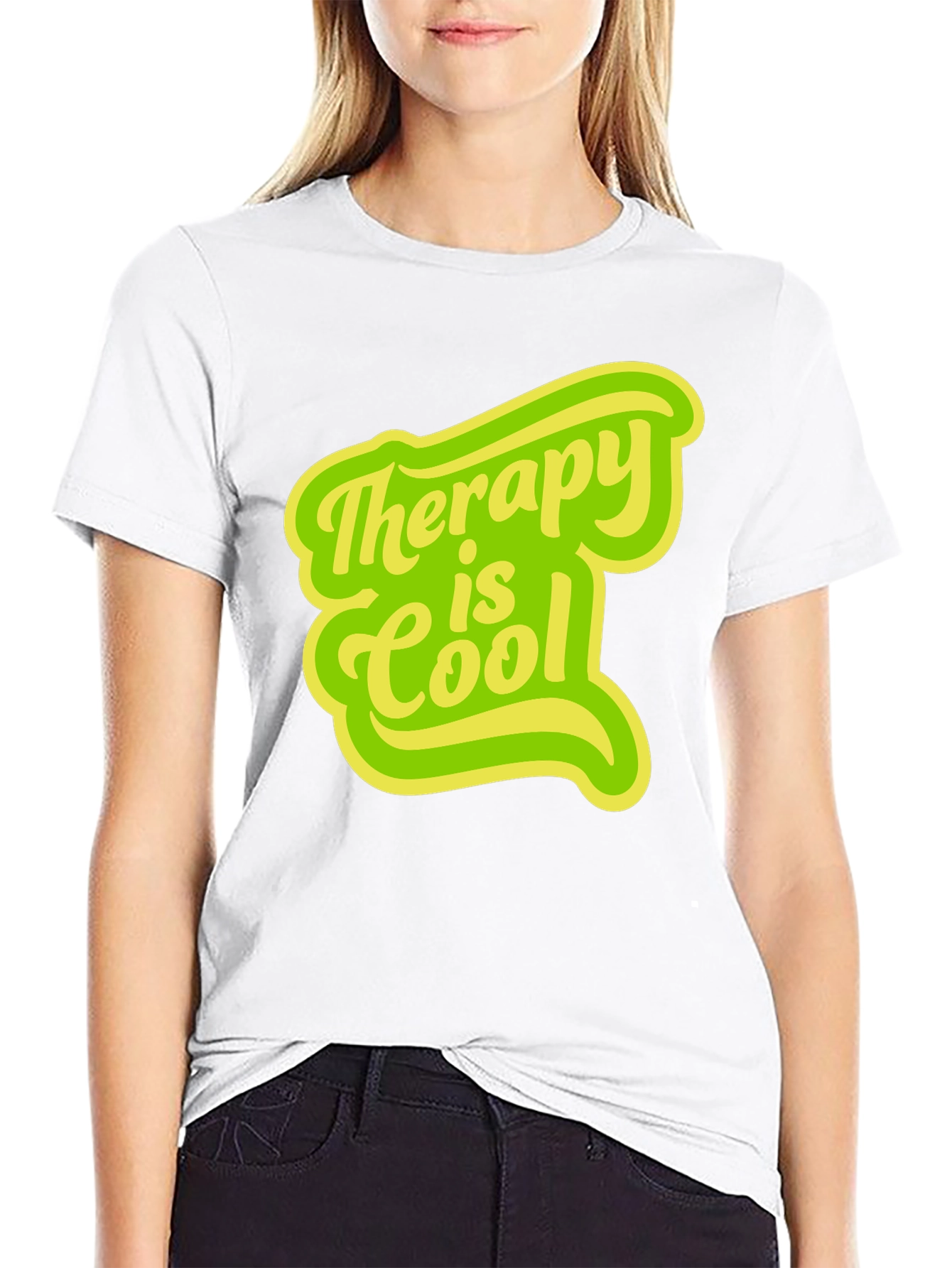 Therapy is Cool Graphic Tee - Black