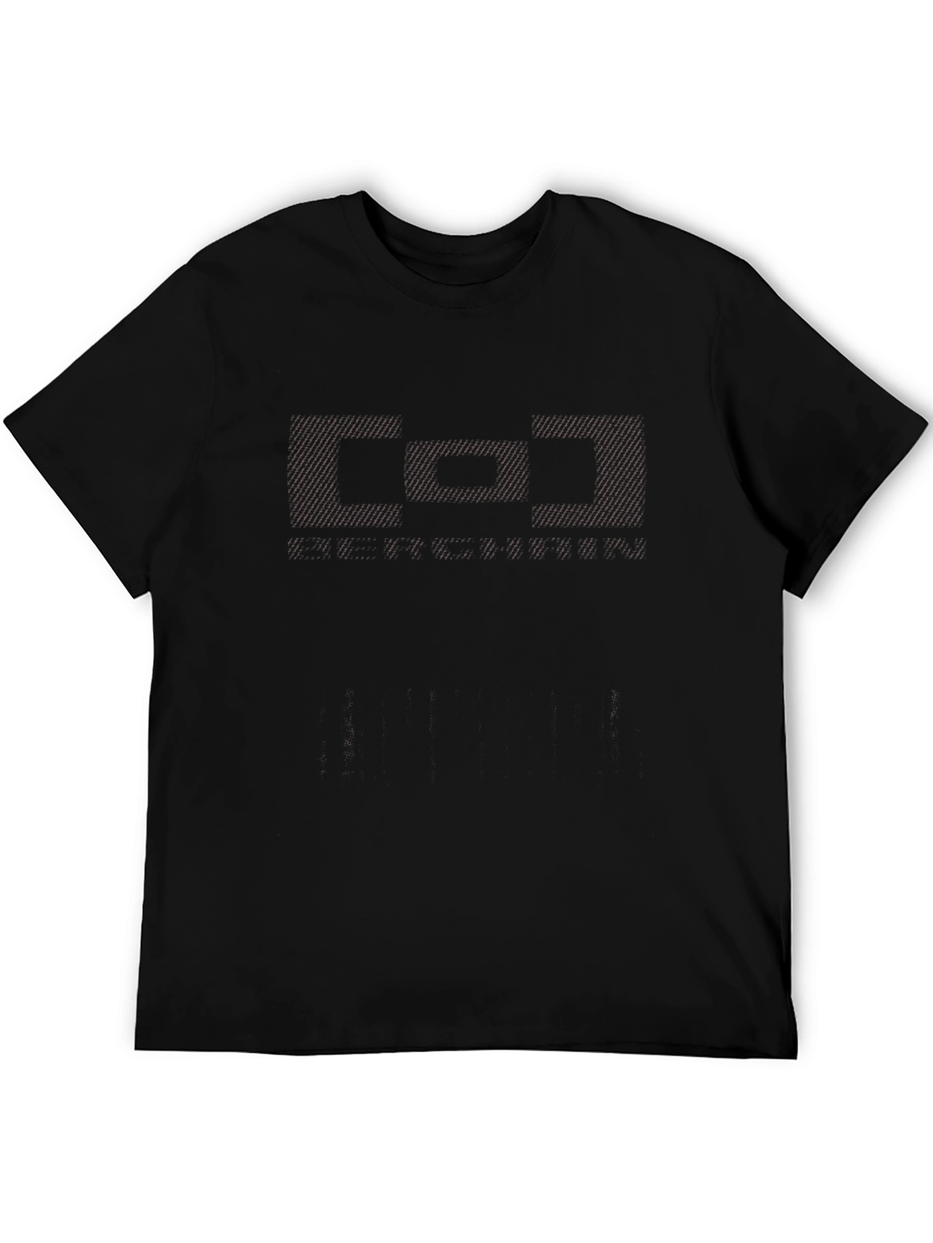 Mens Black Crew Neck T-Shirt with Patterned Design