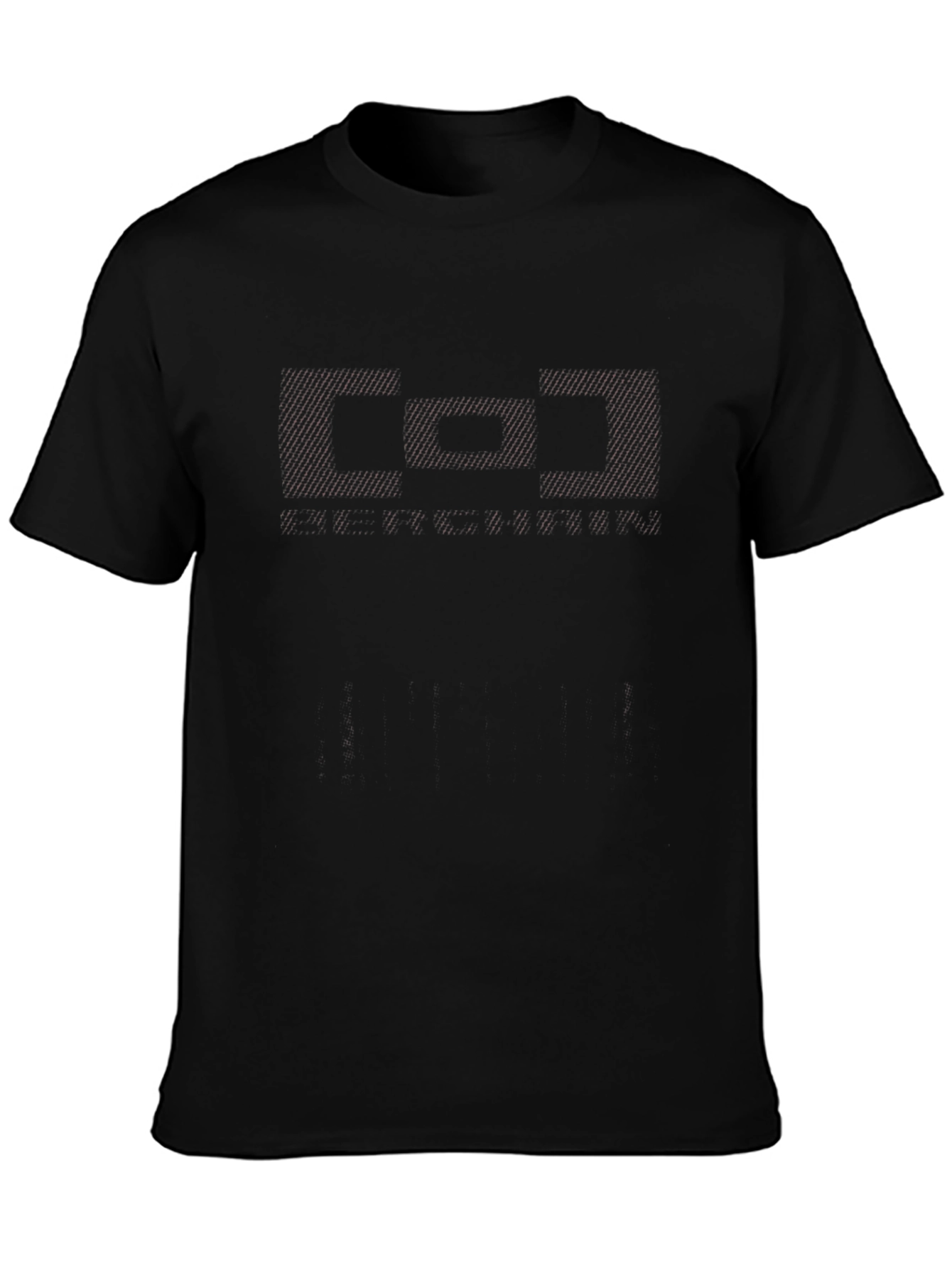 Mens Black Crew Neck T-Shirt with Patterned Design