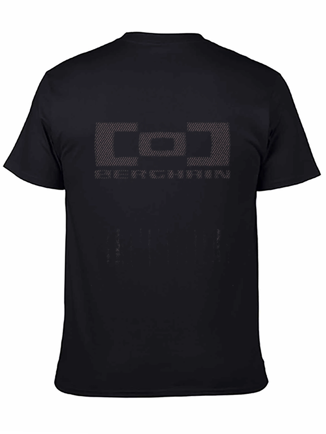 Mens Black Crew Neck T-Shirt with Patterned Design