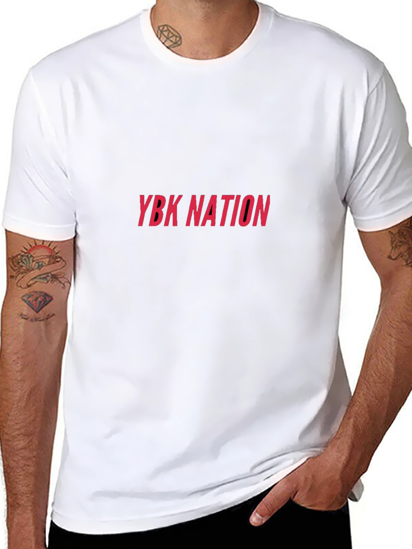 YBK Nation Black Tee - Stylish Graphic Print