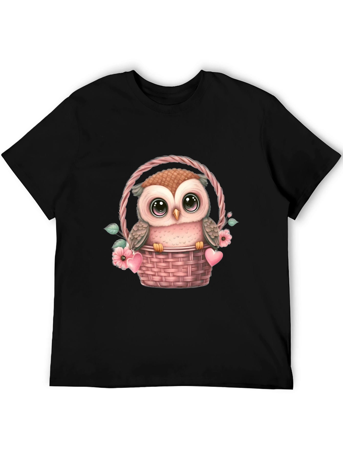 Cute Owl in Basket Graphic Tee