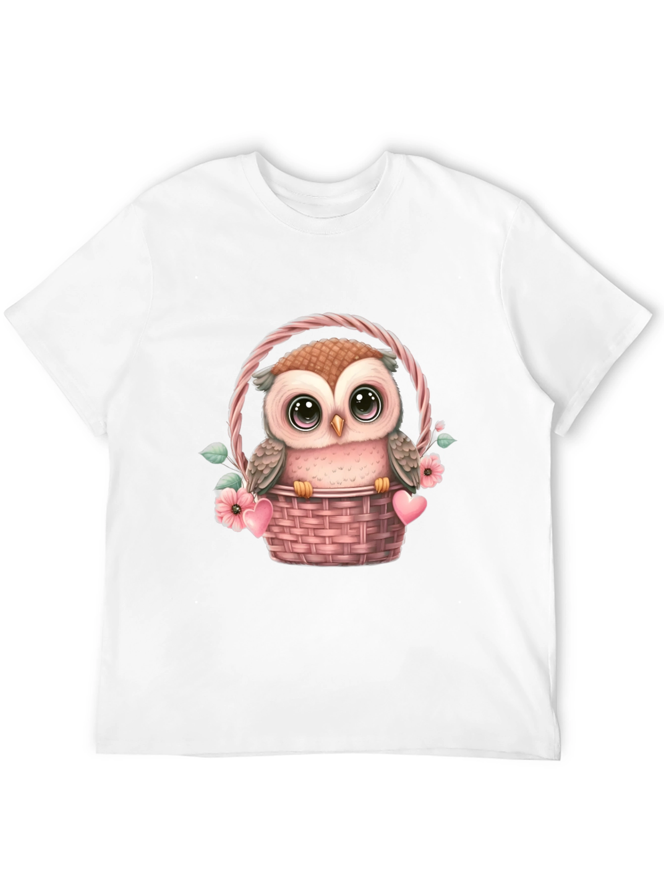 Cute Owl in Basket Graphic Tee