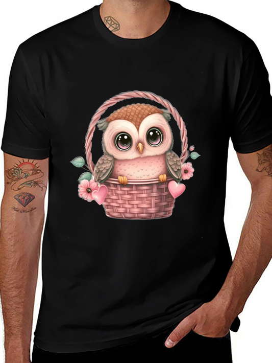 Cute Owl in Basket Graphic Tee