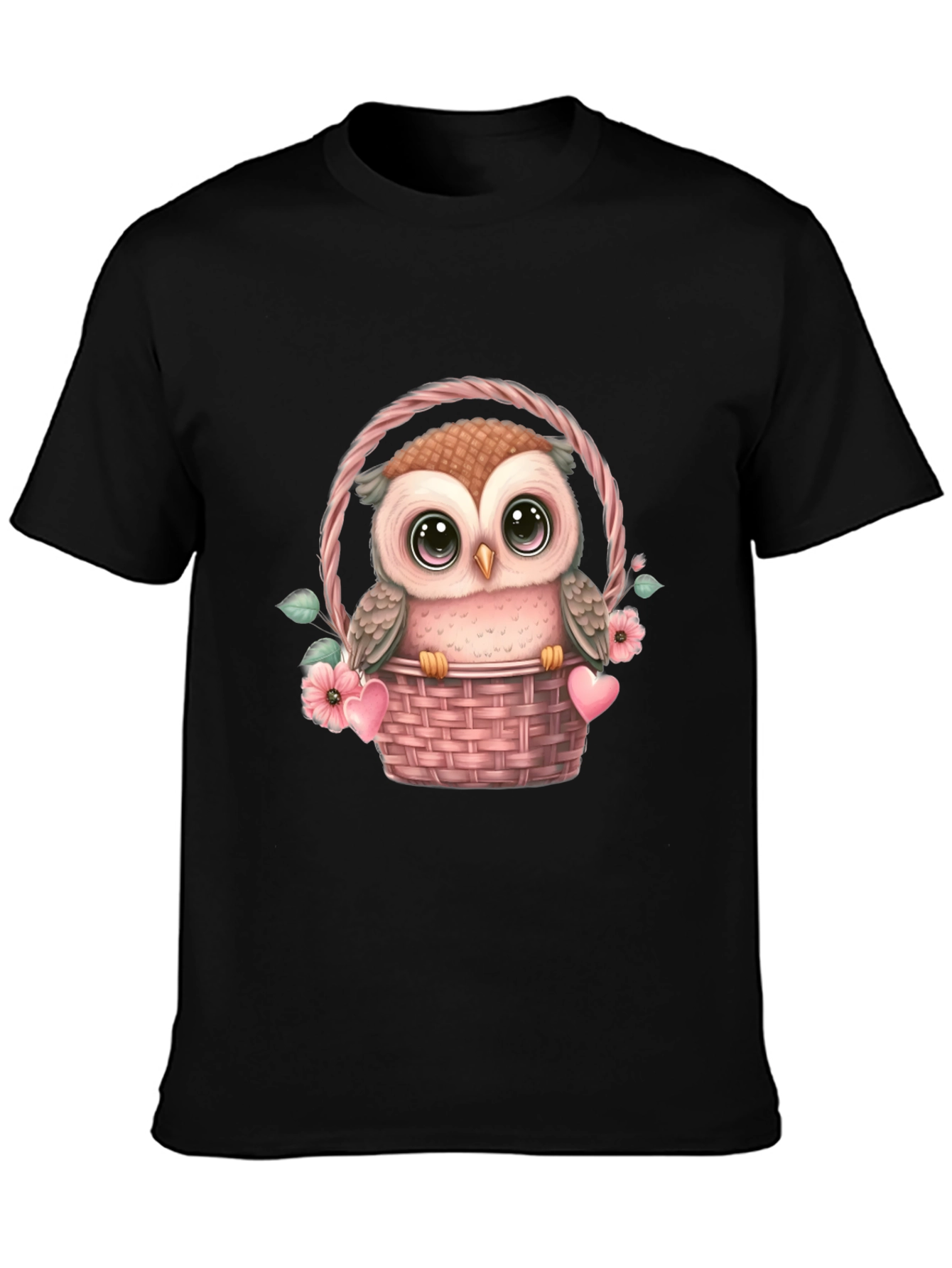Cute Owl in Basket Graphic Tee