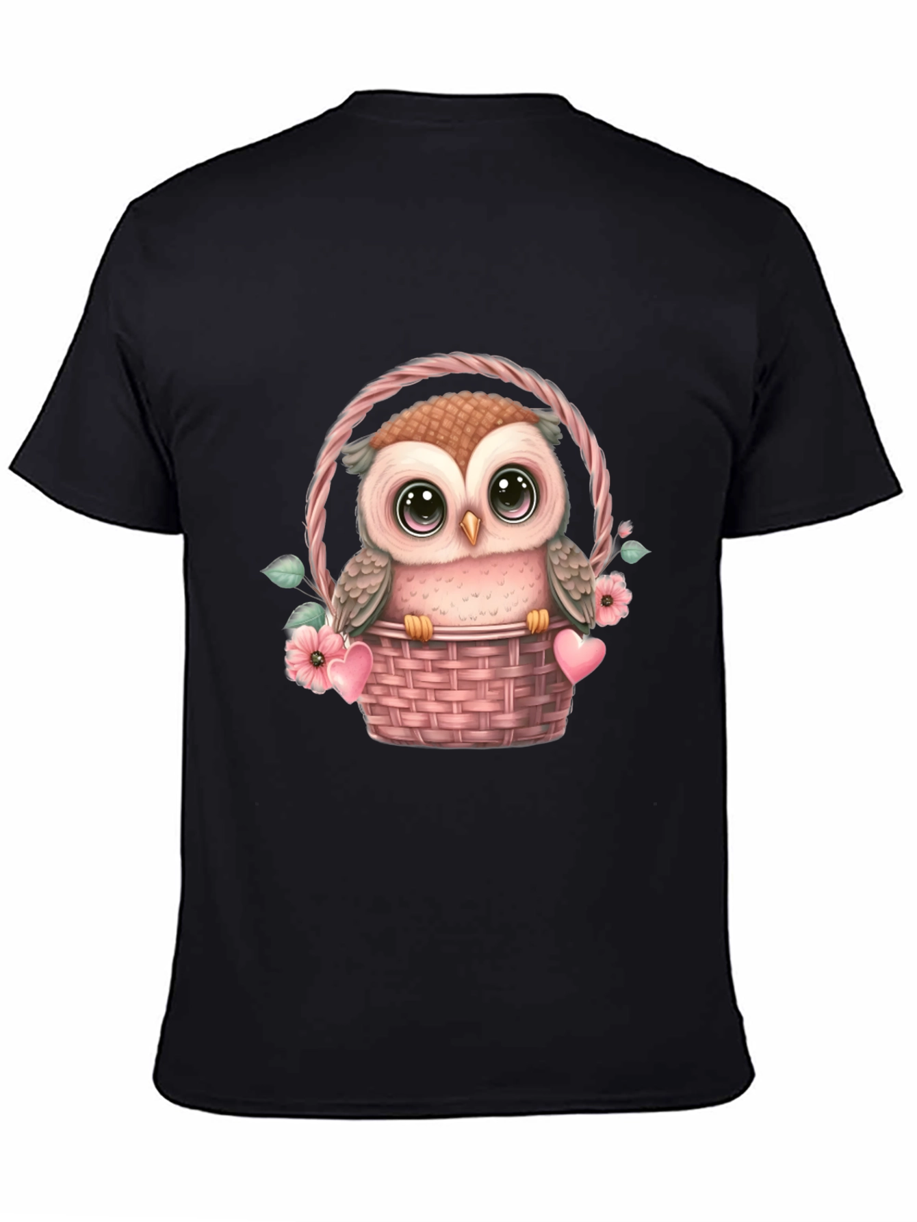 Cute Owl in Basket Graphic Tee