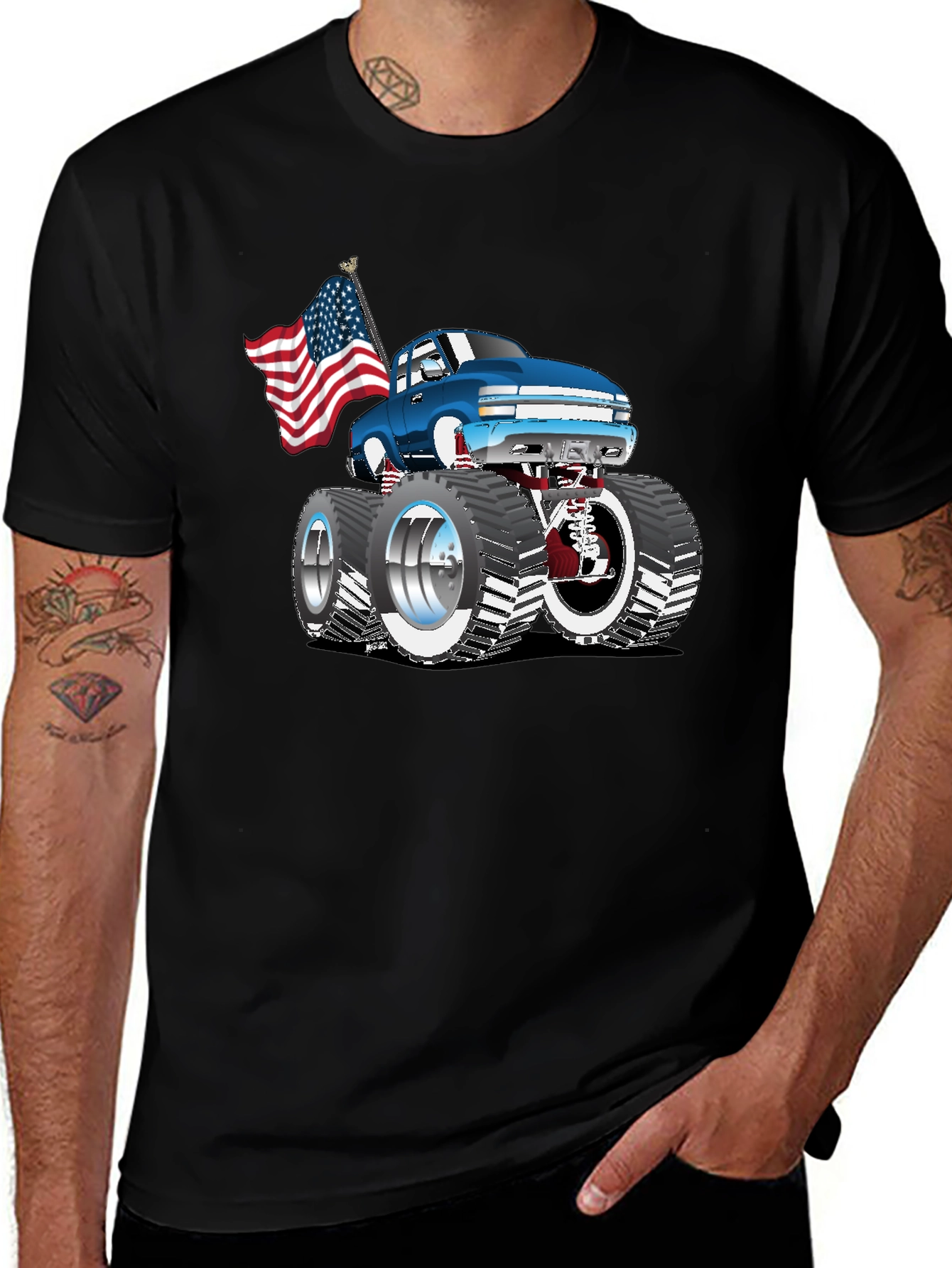 Monster Truck USA Flag Graphic Tee