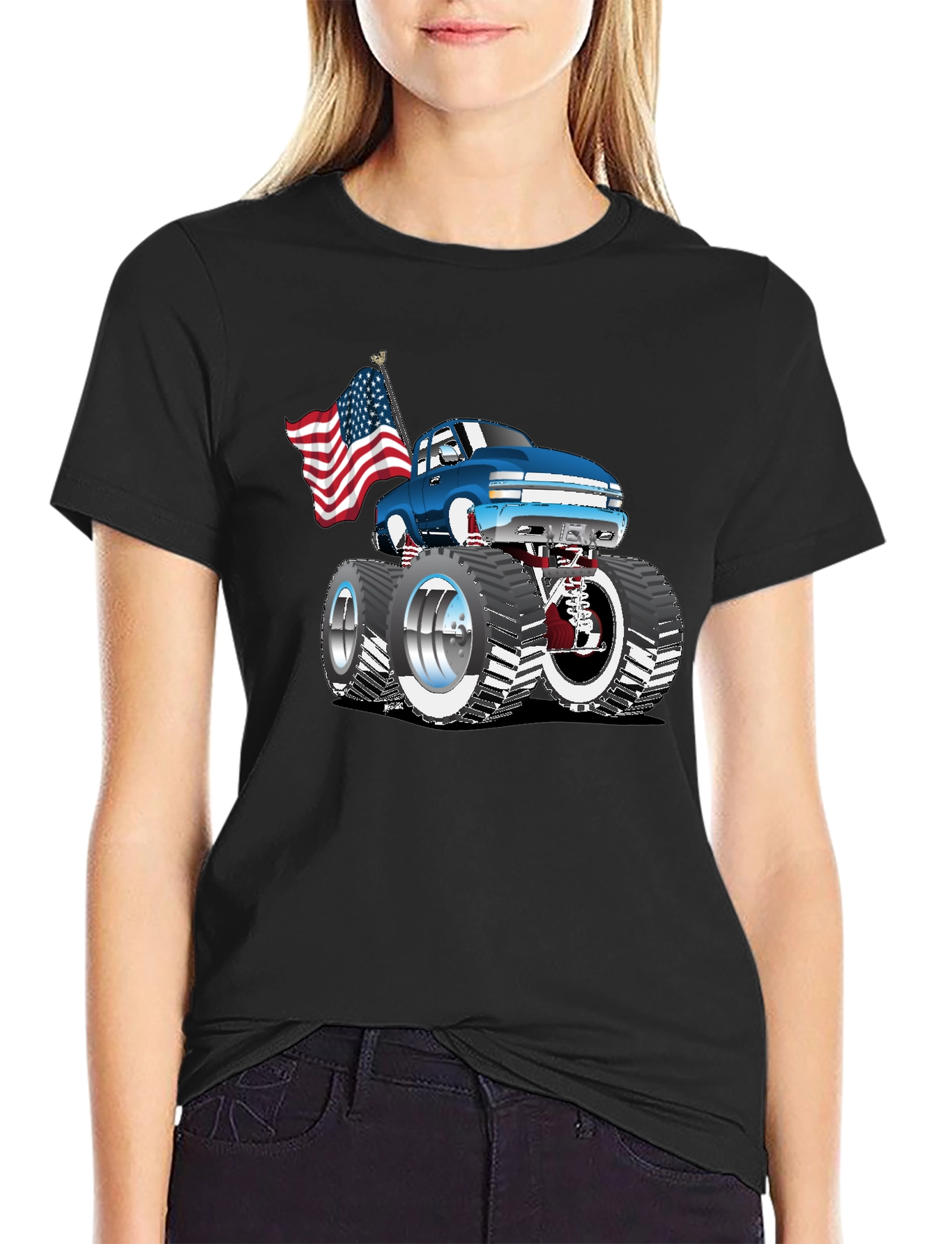 Monster Truck USA Flag Graphic Tee