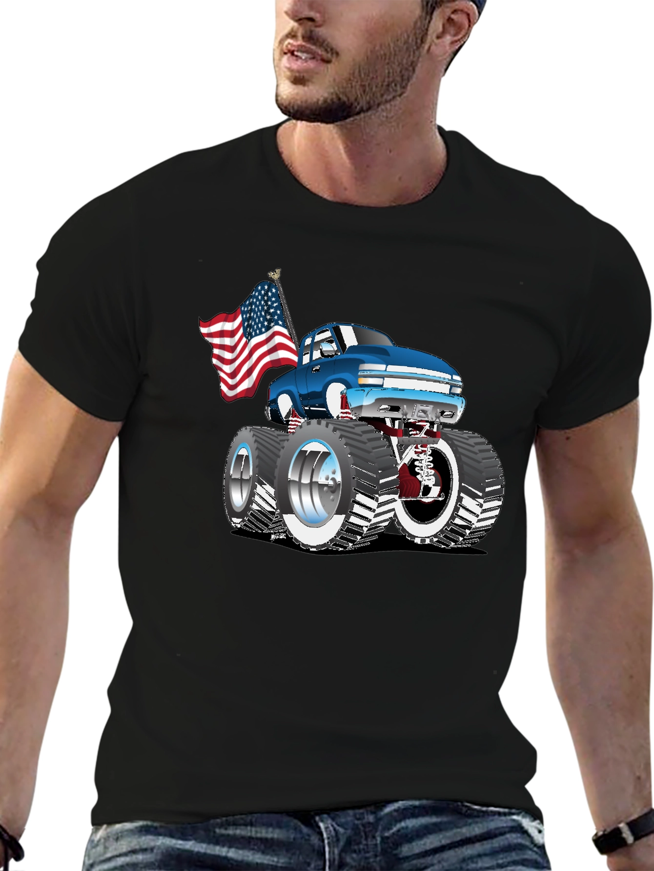 Monster Truck USA Flag Graphic Tee
