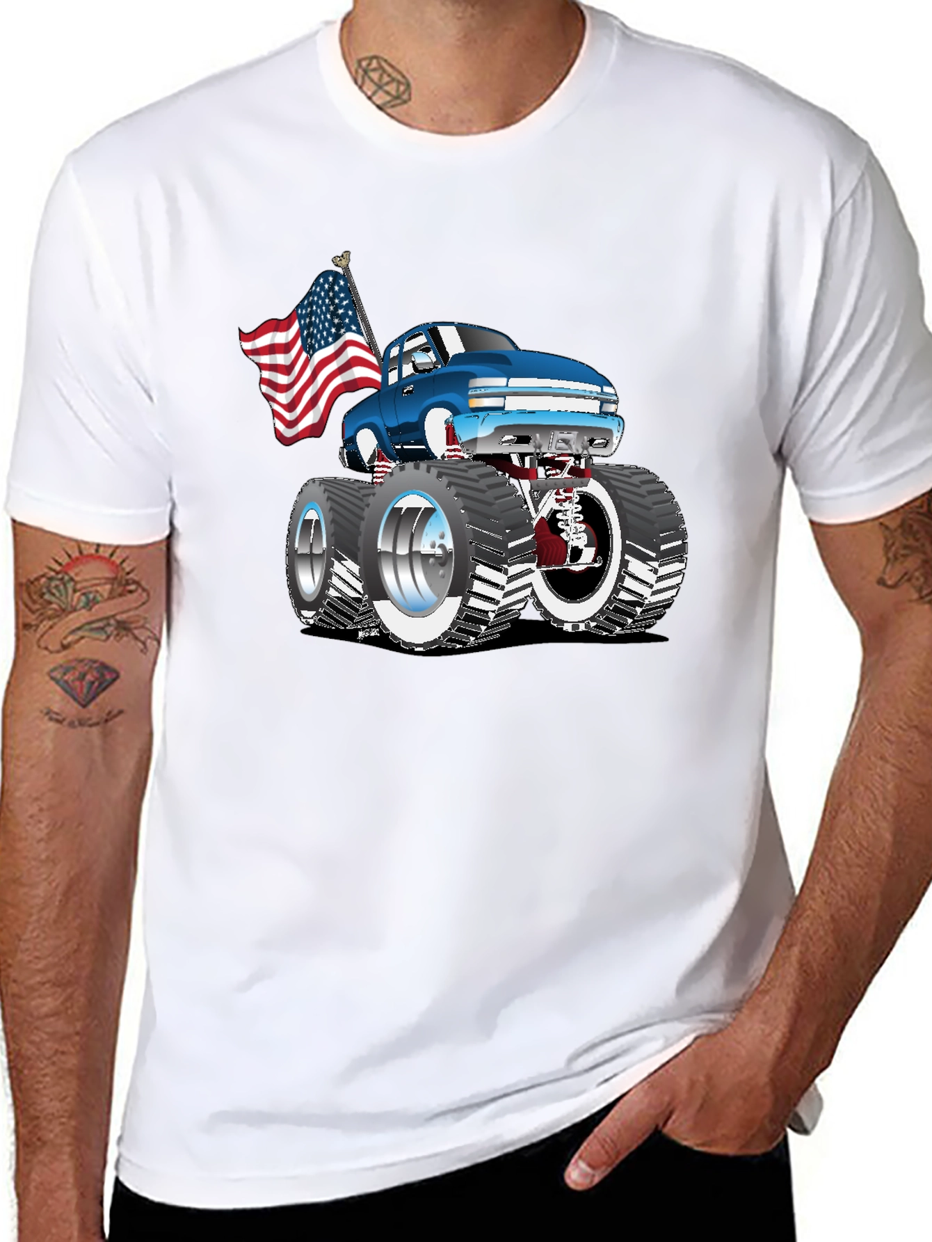 Monster Truck USA Flag Graphic Tee