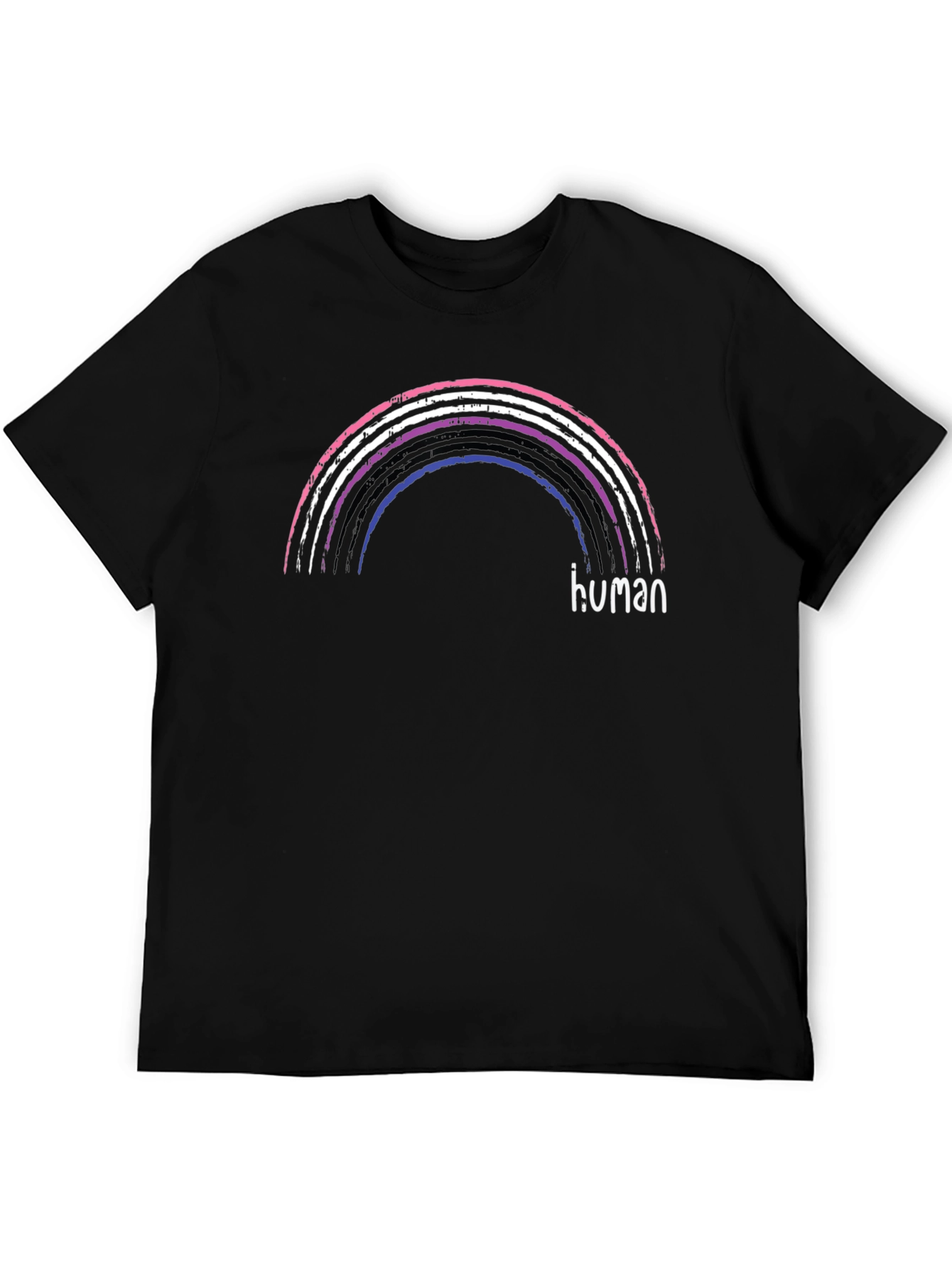 Human Rainbow T-Shirt - Black Graphic Tee