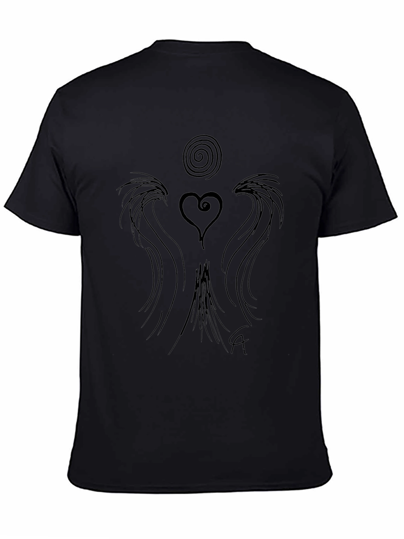 Abstract Heart Graphic Tee - Black