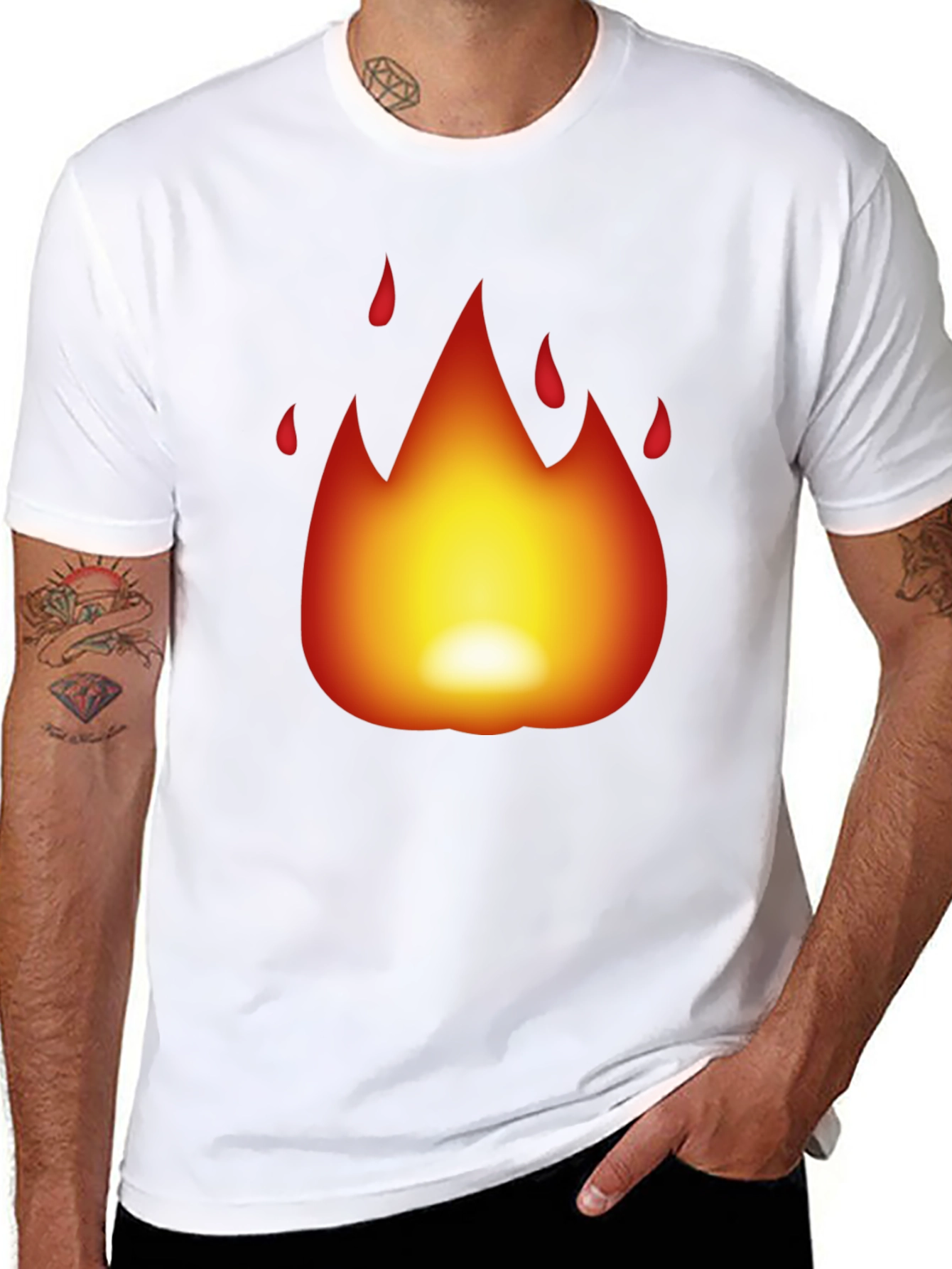 Fiery Black T-Shirt - Bold Flame Design