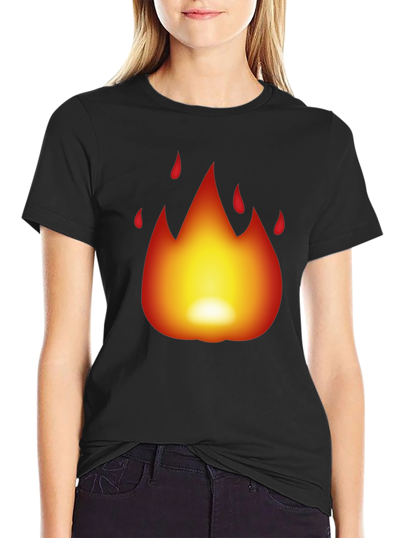 Fiery Black T-Shirt - Bold Flame Design