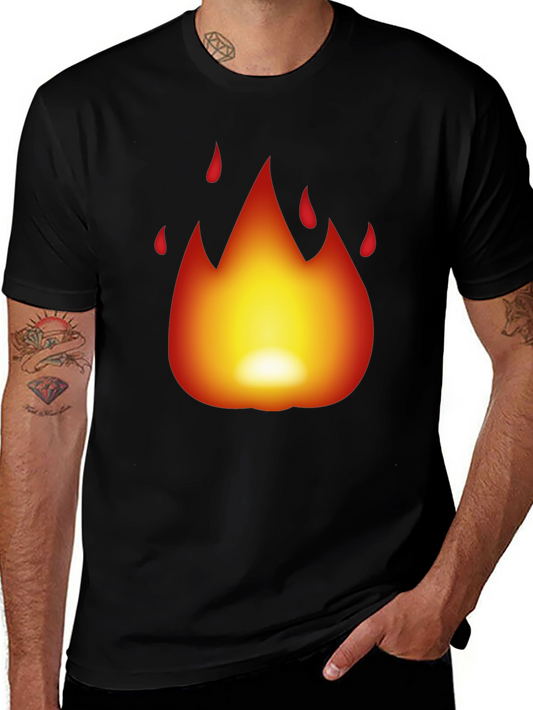 Fiery Black T-Shirt - Bold Flame Design