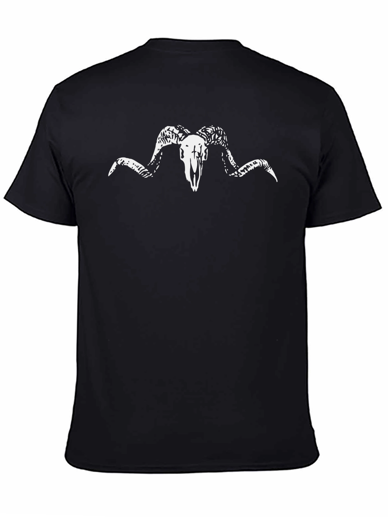 Black T-Shirt with Ram Skull Graphic