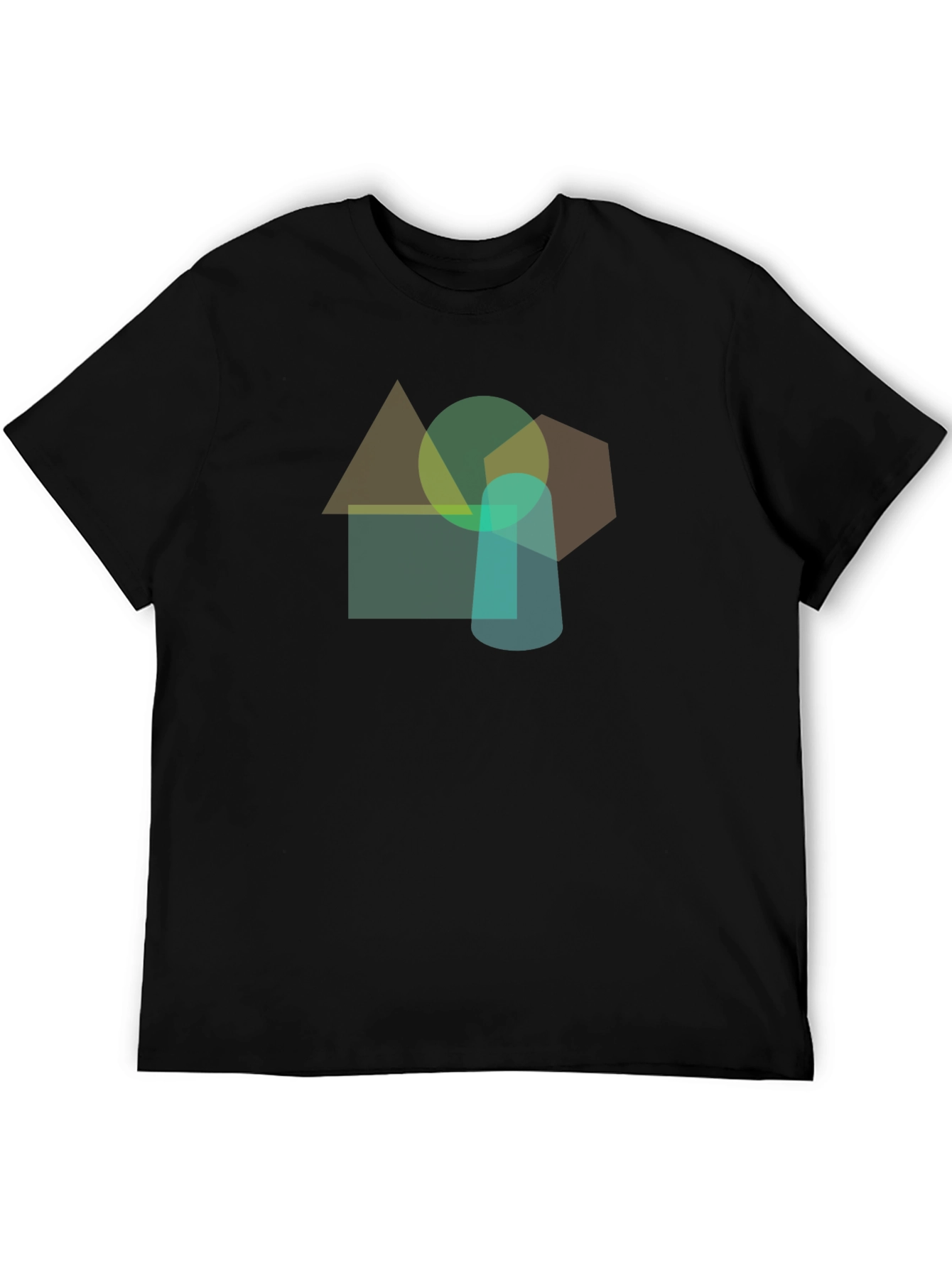 Abstract Geometric Shapes Black T-Shirt