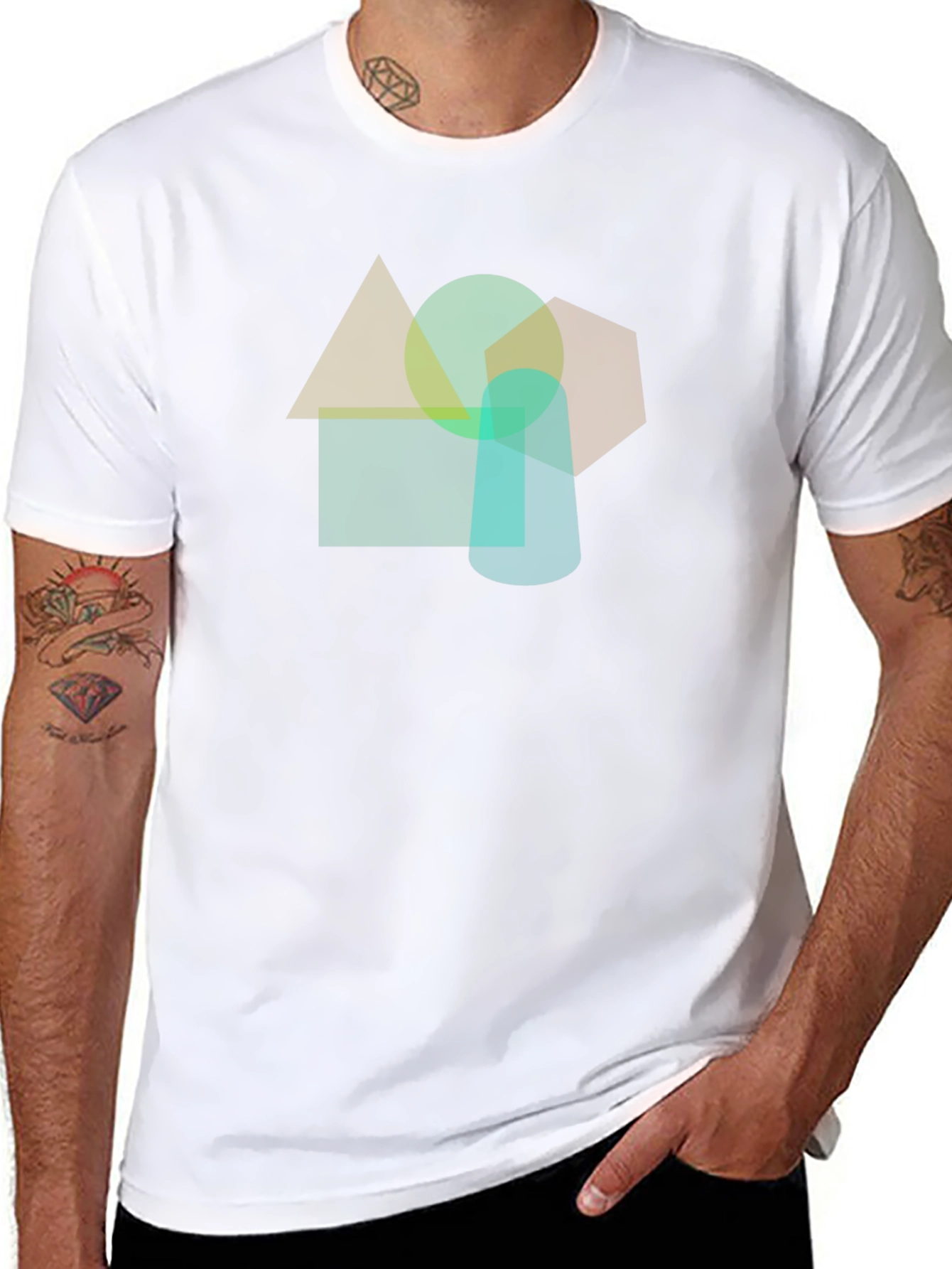 Abstract Geometric Shapes Black T-Shirt